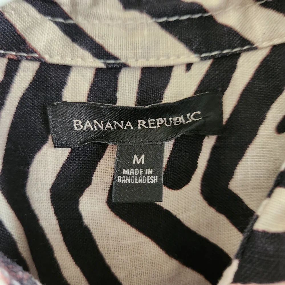 Banana Republic‎ Zebra Safari Romper 100% Linen Size M Belted Shorts